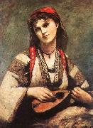  Jean Baptiste Camille  Corot Gypsy with a Mandolin Spain oil painting artist